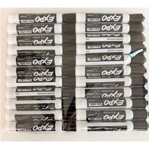 EXPO Dry Erase Markers 24 Count Black Chisel Tip Low Odor NWT Bulk Office School